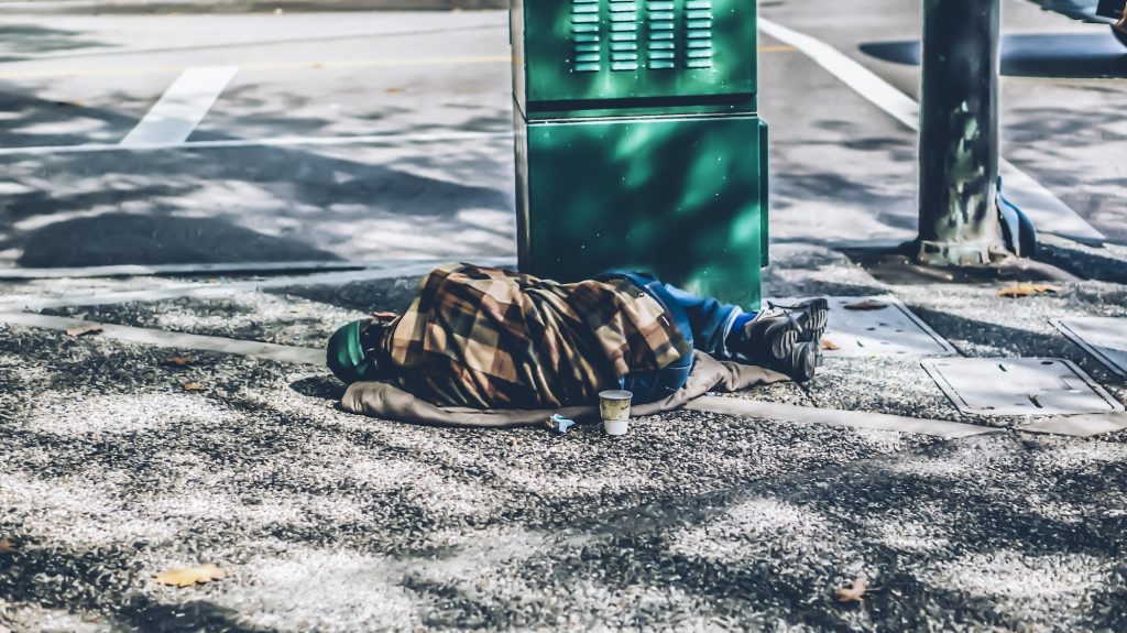 Homeless person sleeping in Vancouver